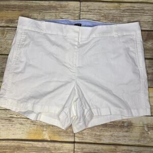 J. Crew White Flat Front Nautical Womens Chino Dress Shorts Sz 16